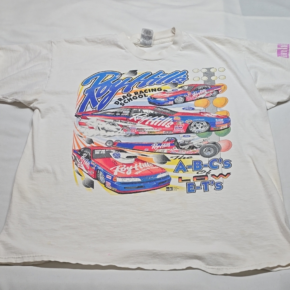 Vintage Roy Hill's Drag Racing Graphic School T-Shirt White